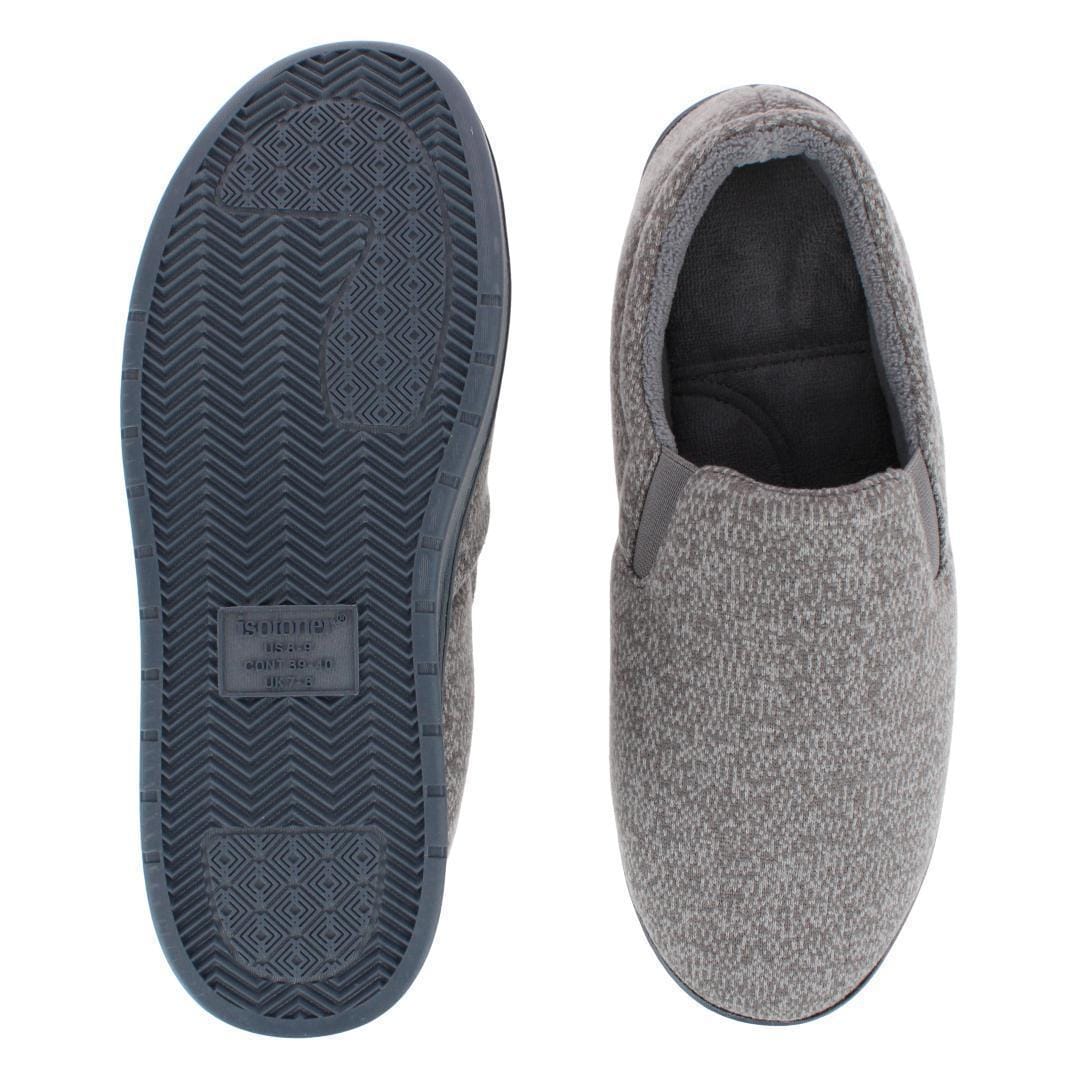 Isotoner Men's Heathered Knit Twin Gore Slipper - Ash