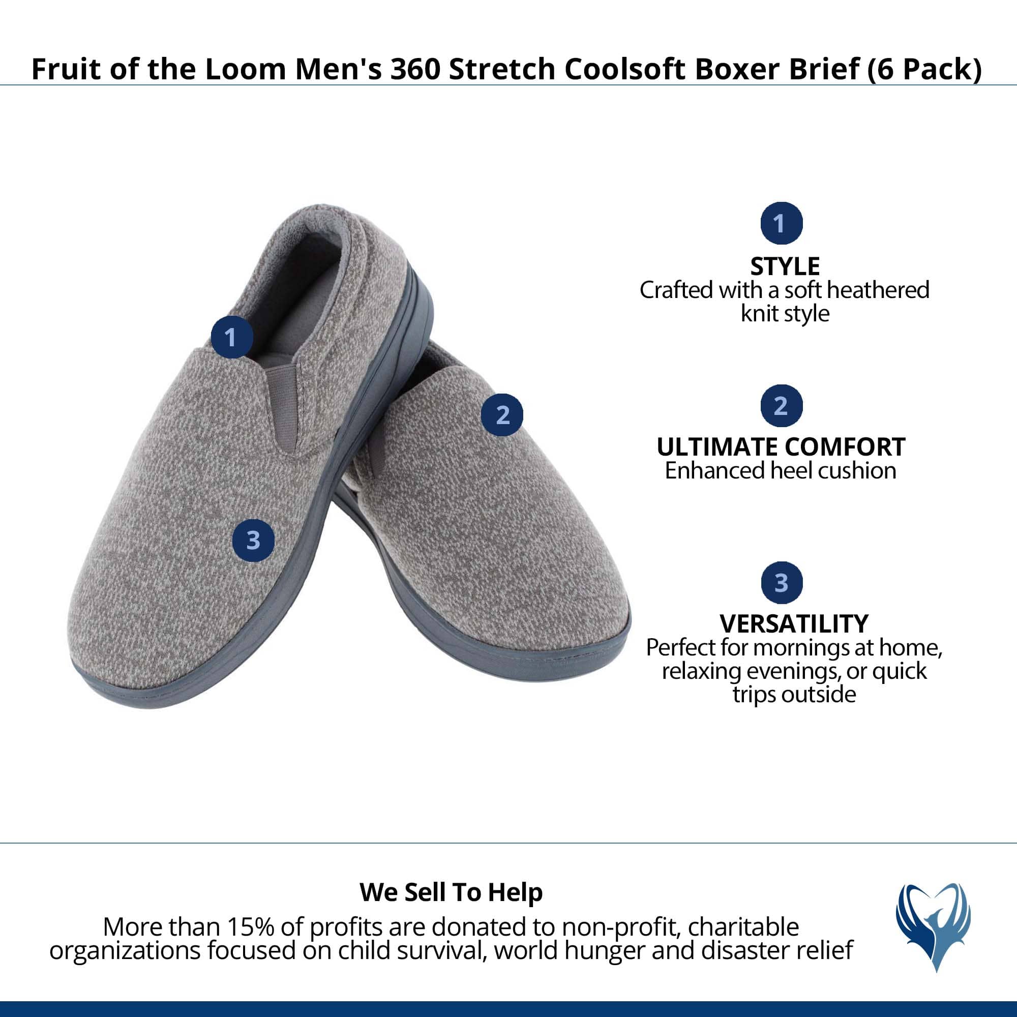 Isotoner Men's Heathered Knit Twin Gore Slipper - Ash
