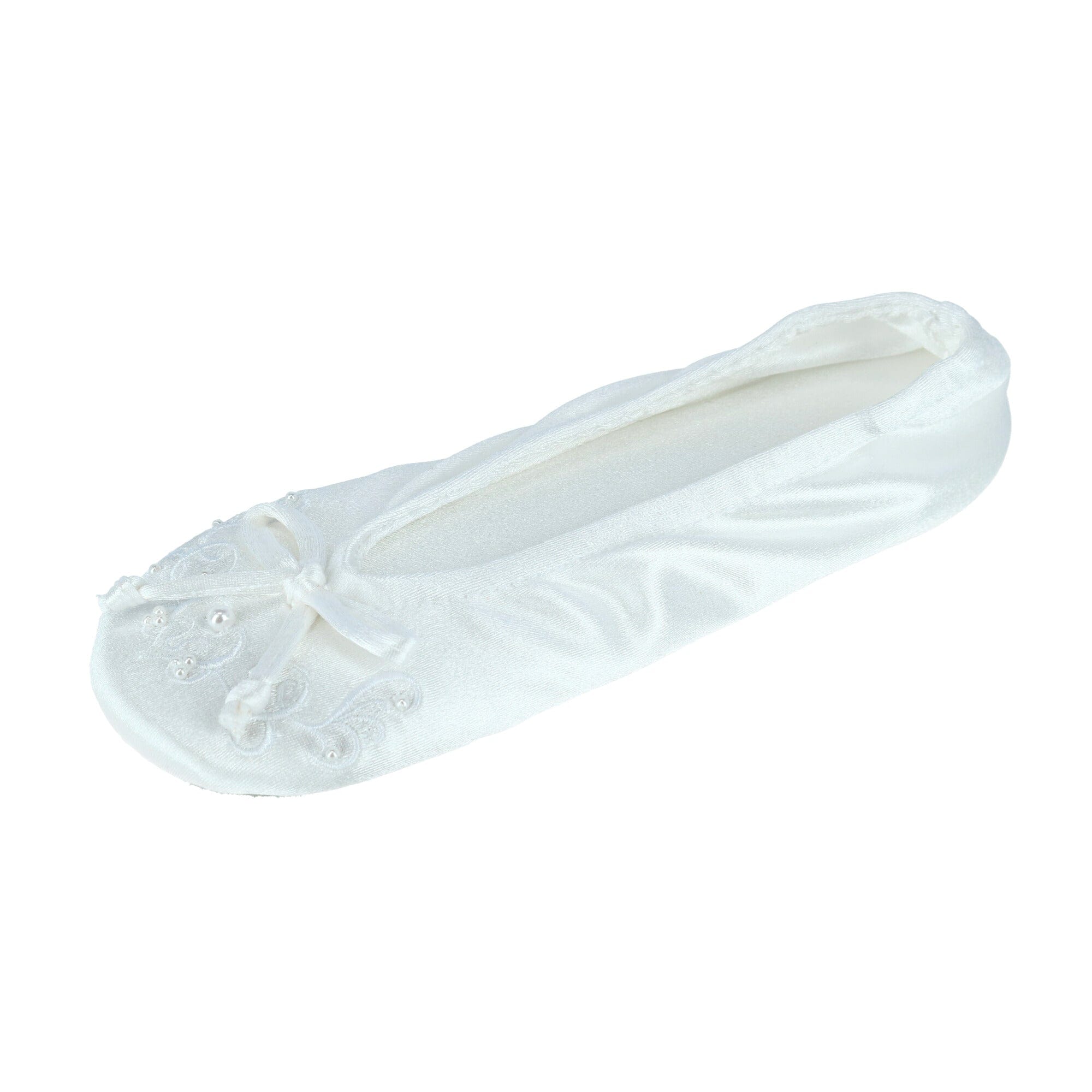 Women's Embroidered Pearl Satin Ballerina Slippers by Isotoner