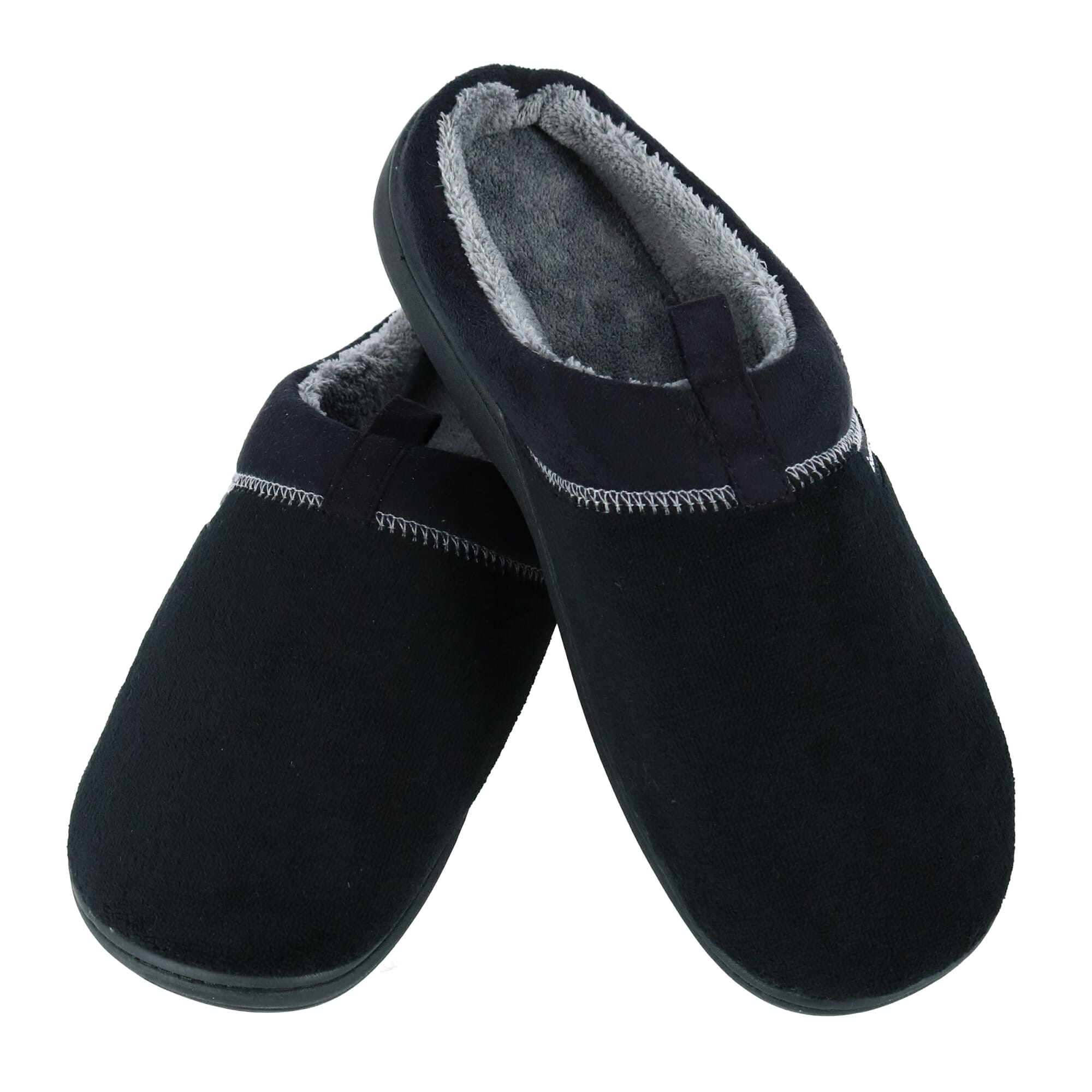 Isotoner Men's Microterry Jared Hoodback Slippers - Black