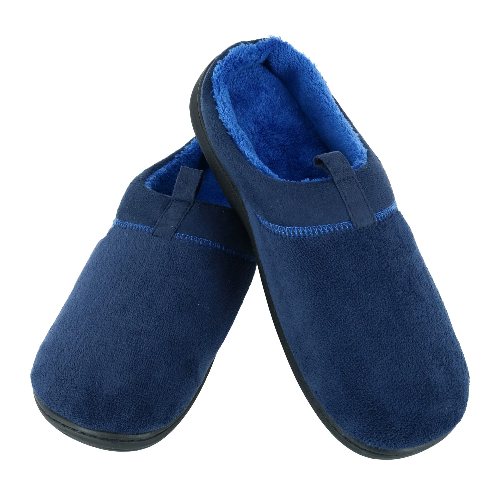 Isotoner Men's Microterry Jared Hoodback Slippers - Navy Blue