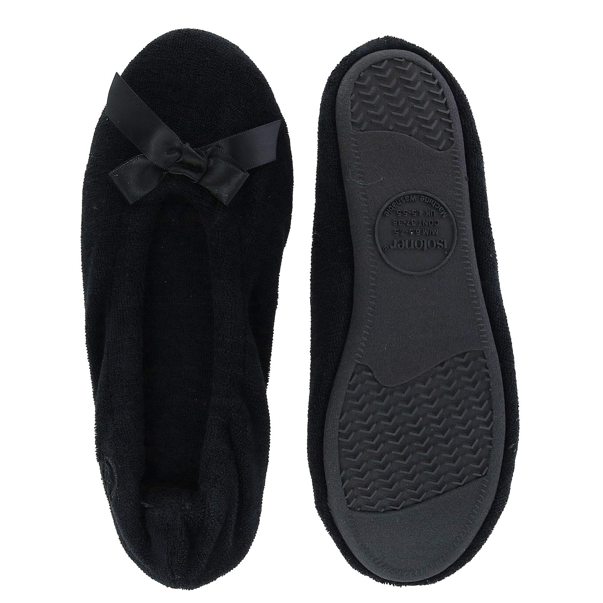 Isotoner Women's Terry Classic Ballerina Slippers - Black