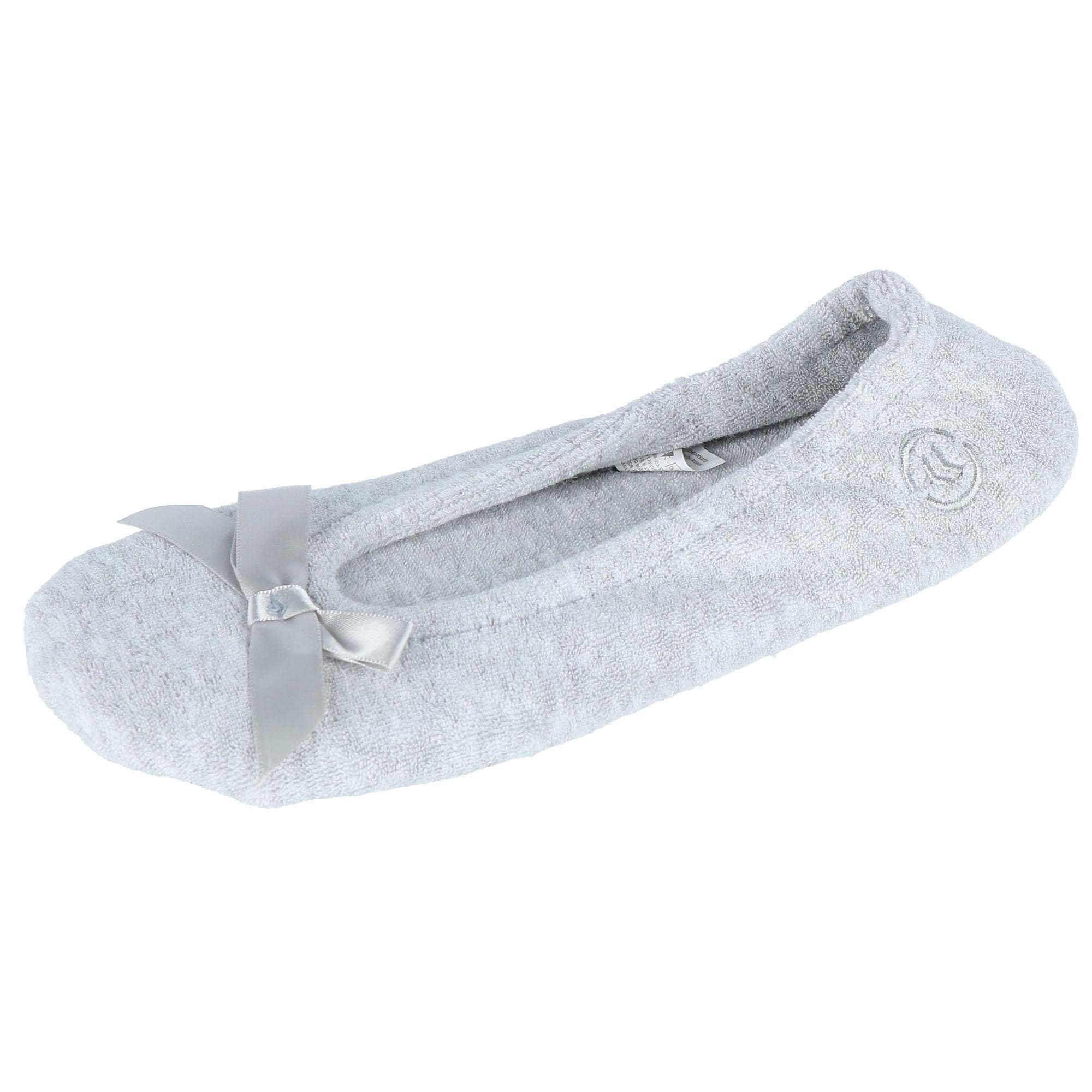 Isotoner Women's Terry Classic Ballerina Slippers - Grey Heather
