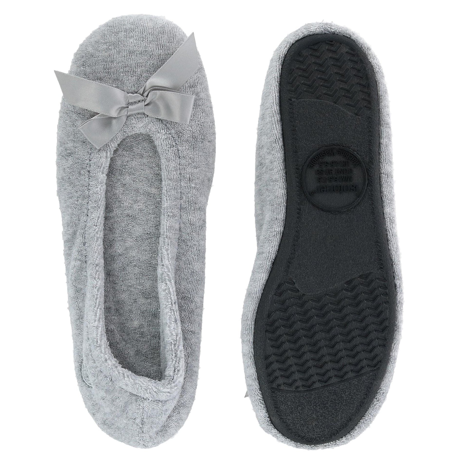 Isotoner Women's Terry Classic Ballerina Slippers - Grey Heather