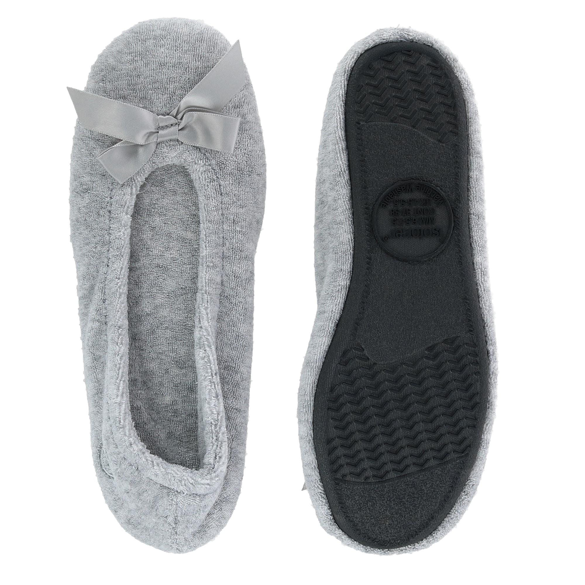 Isotoner Women's Terry Classic Ballerina Slippers - Grey Heather