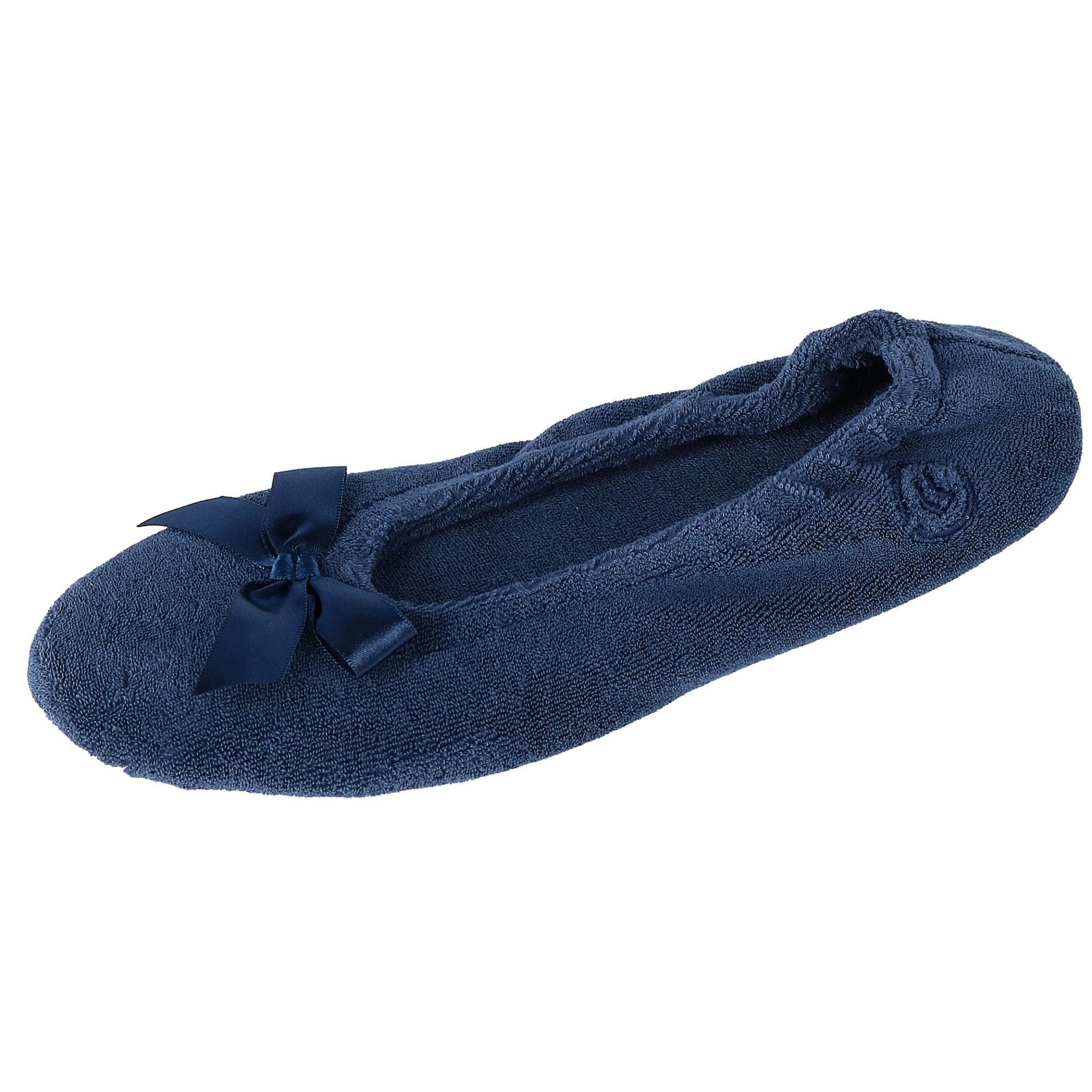 Isotoner Women's Terry Classic Ballerina Slippers - Navy