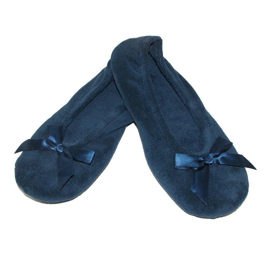 Isotoner Women's Terry Classic Ballerina Slippers - Navy
