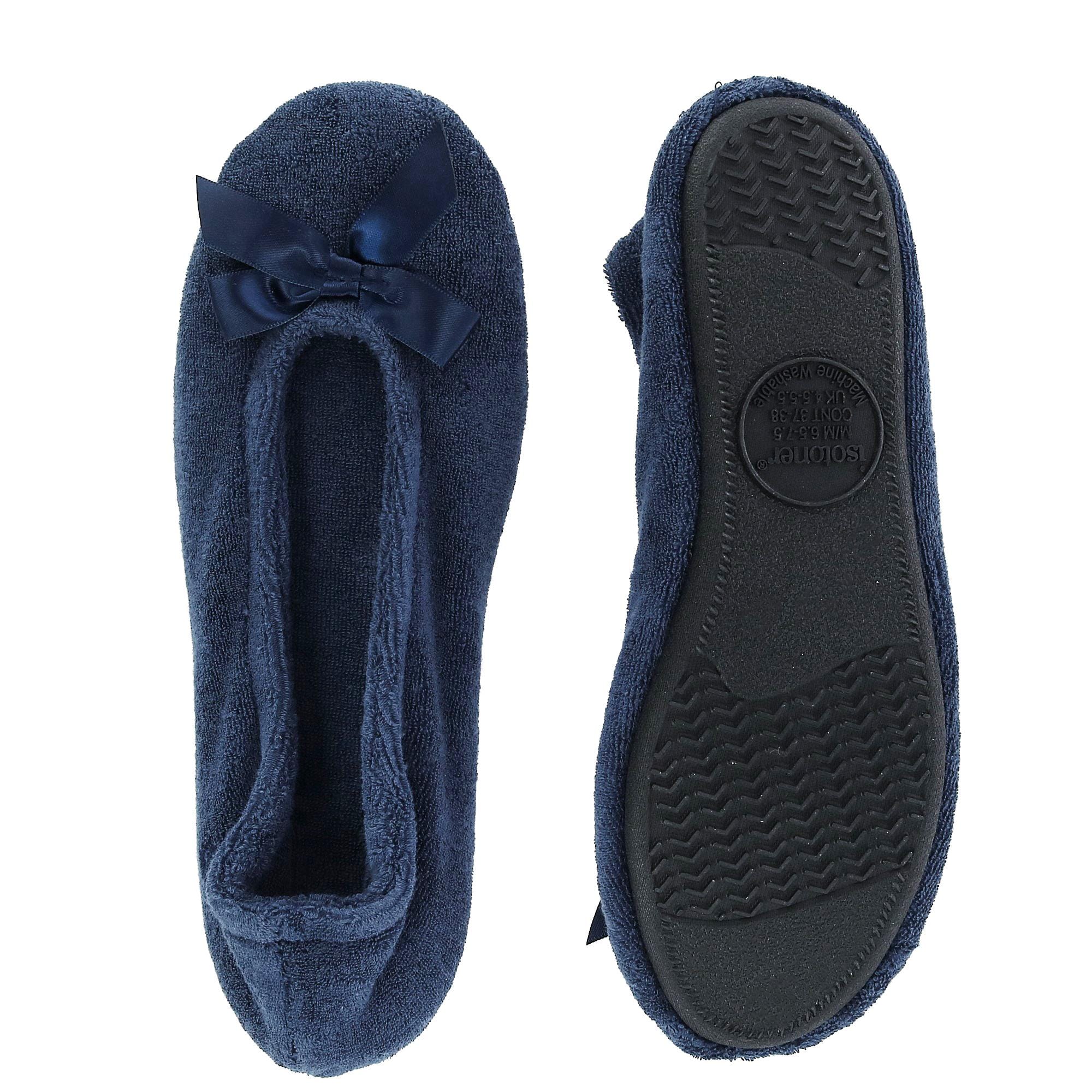 Isotoner Women's Terry Classic Ballerina Slippers - Navy