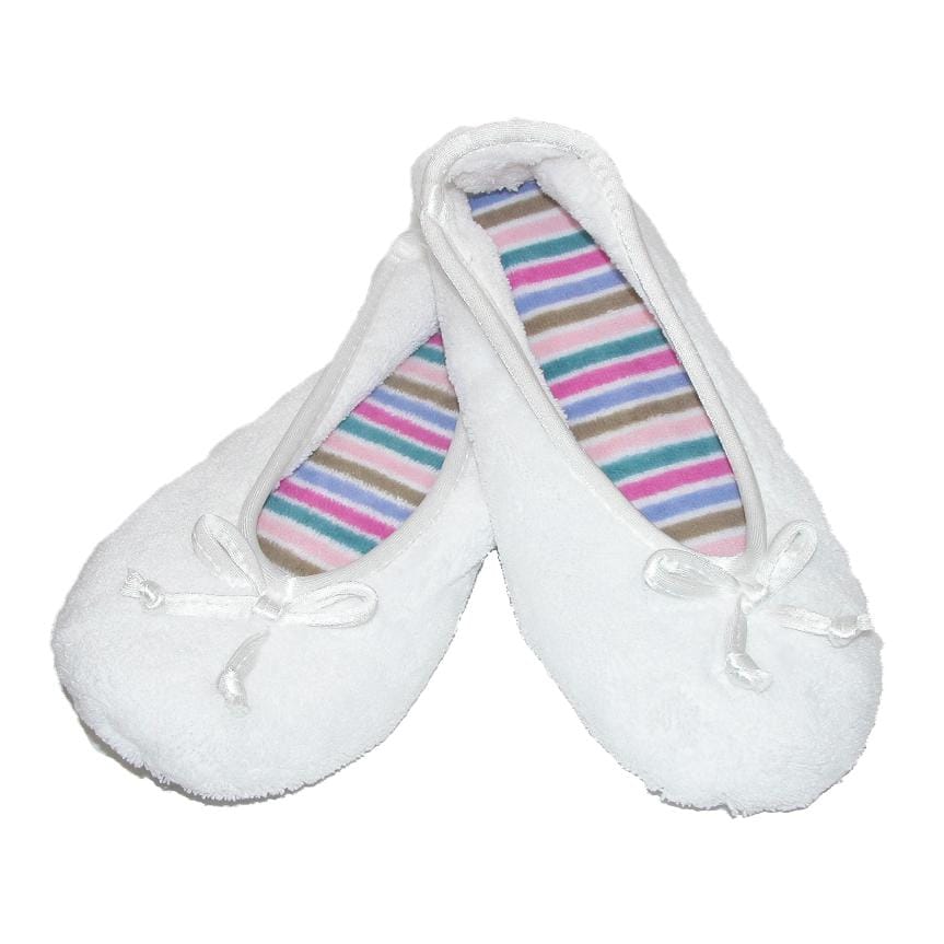 Isotoner Women's Terry Classic Ballerina Slippers (Pack of 2) - Black and White