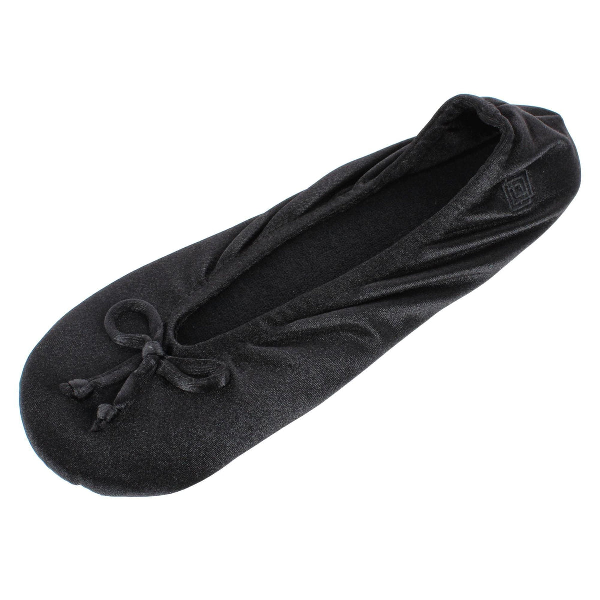Isotoner Women's Satin Classic Ballerina Slippers - Black