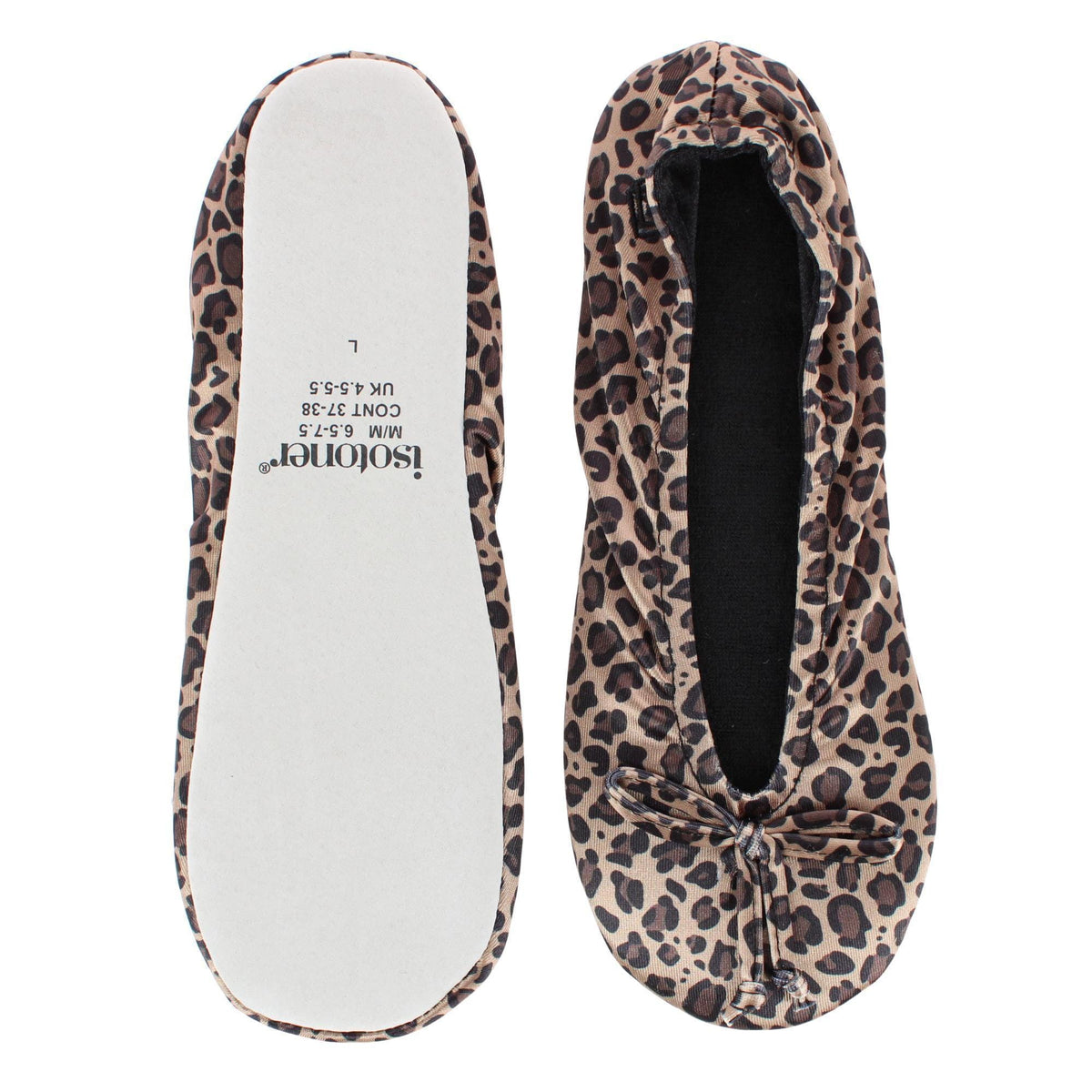 Isotoner Women's Satin Classic Ballerina Slippers - Cheetah