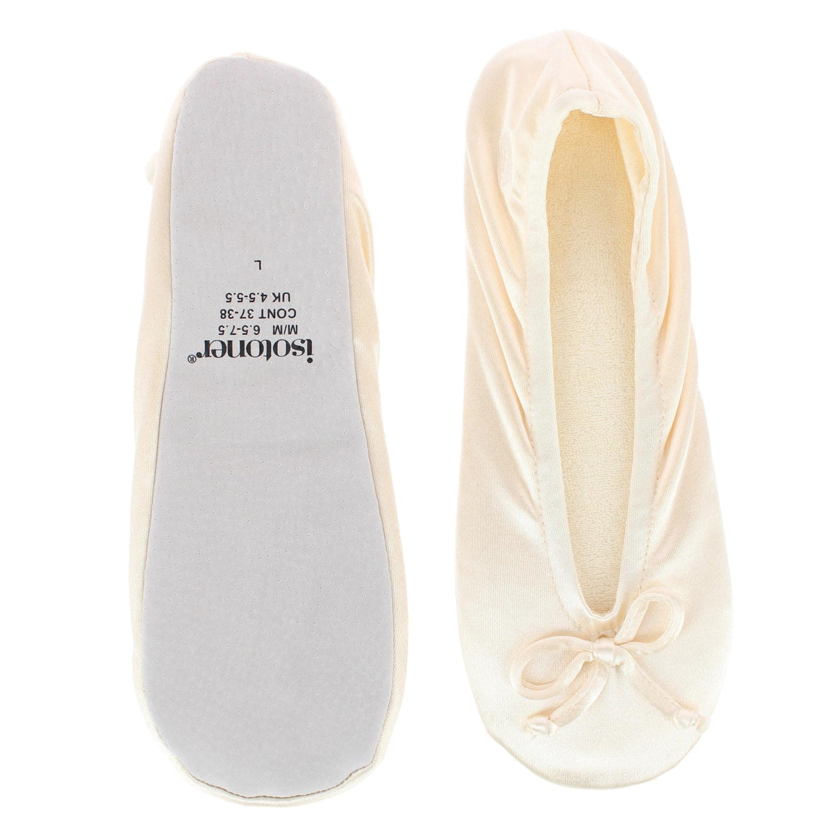 Isotoner Women's Satin Classic Ballerina Slippers - Cream