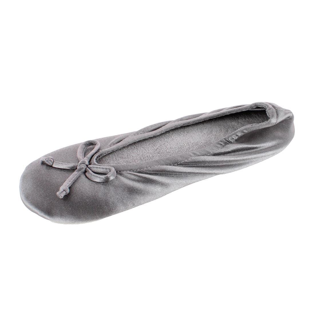 Isotoner Women's Satin Classic Ballerina Slippers - Ash