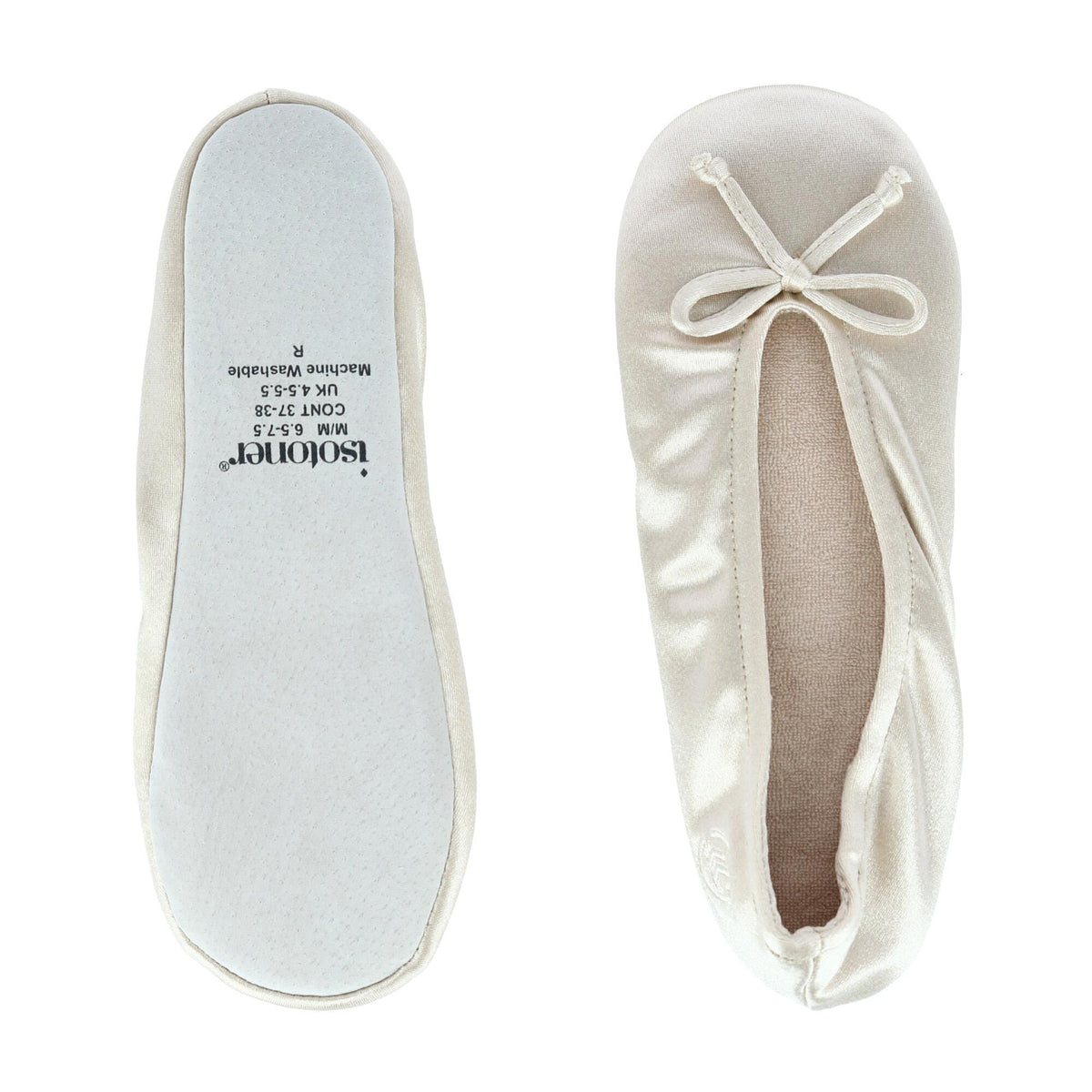 Isotoner Women's Satin Classic Ballerina Slippers - Sand Trap
