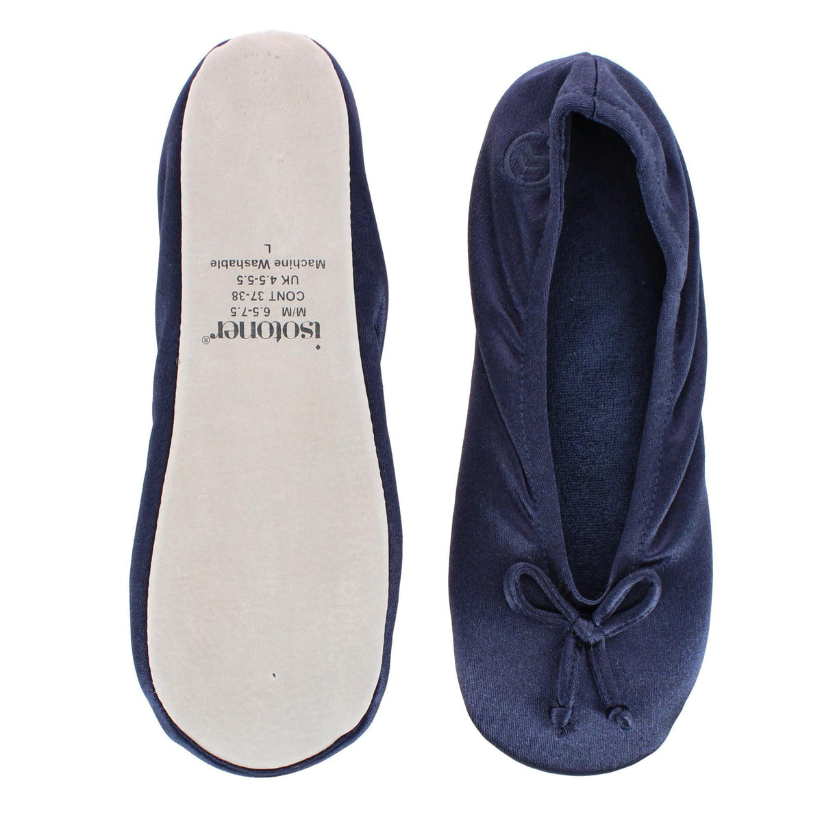 Isotoner Women's Satin Classic Ballerina Slippers - Navy