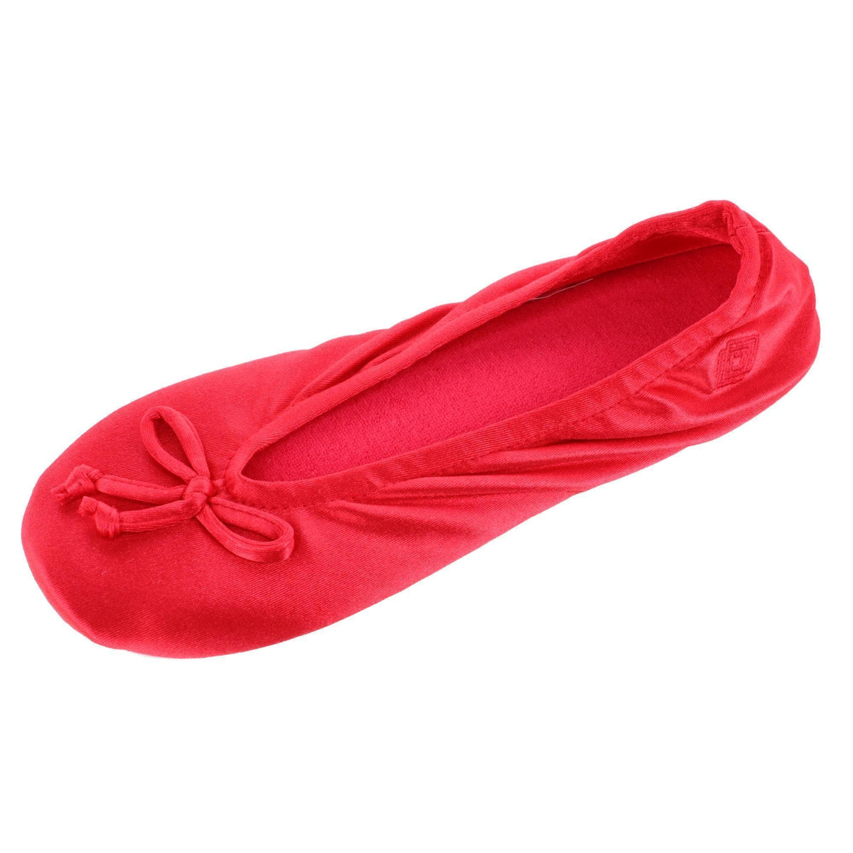 Isotoner Women's Satin Classic Ballerina Slippers - Sriracha