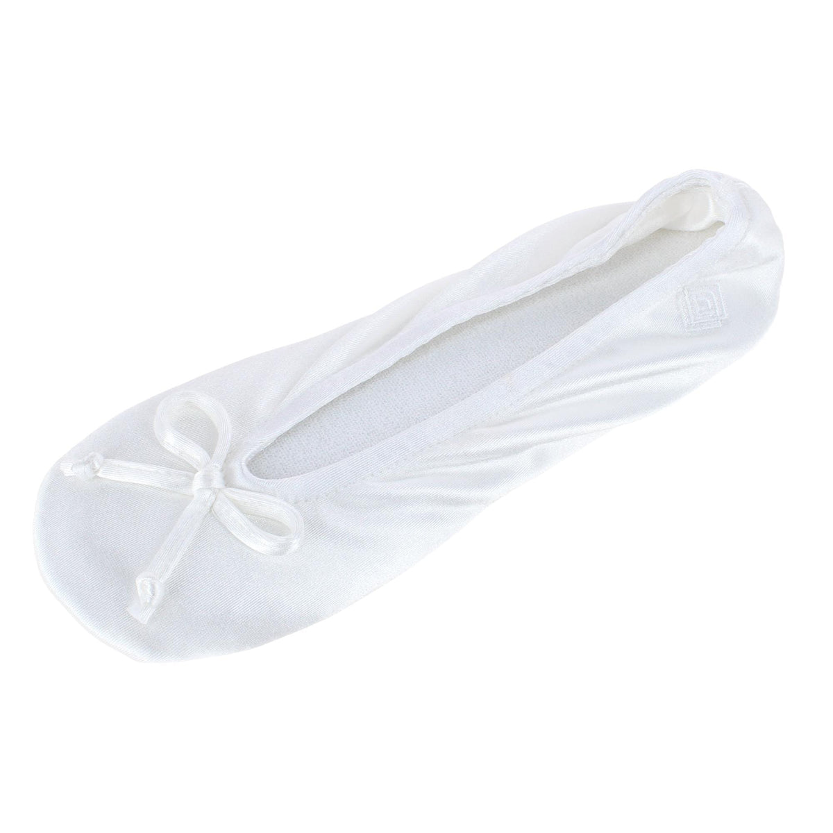 Isotoner Women's Satin Classic Ballerina Slippers - White