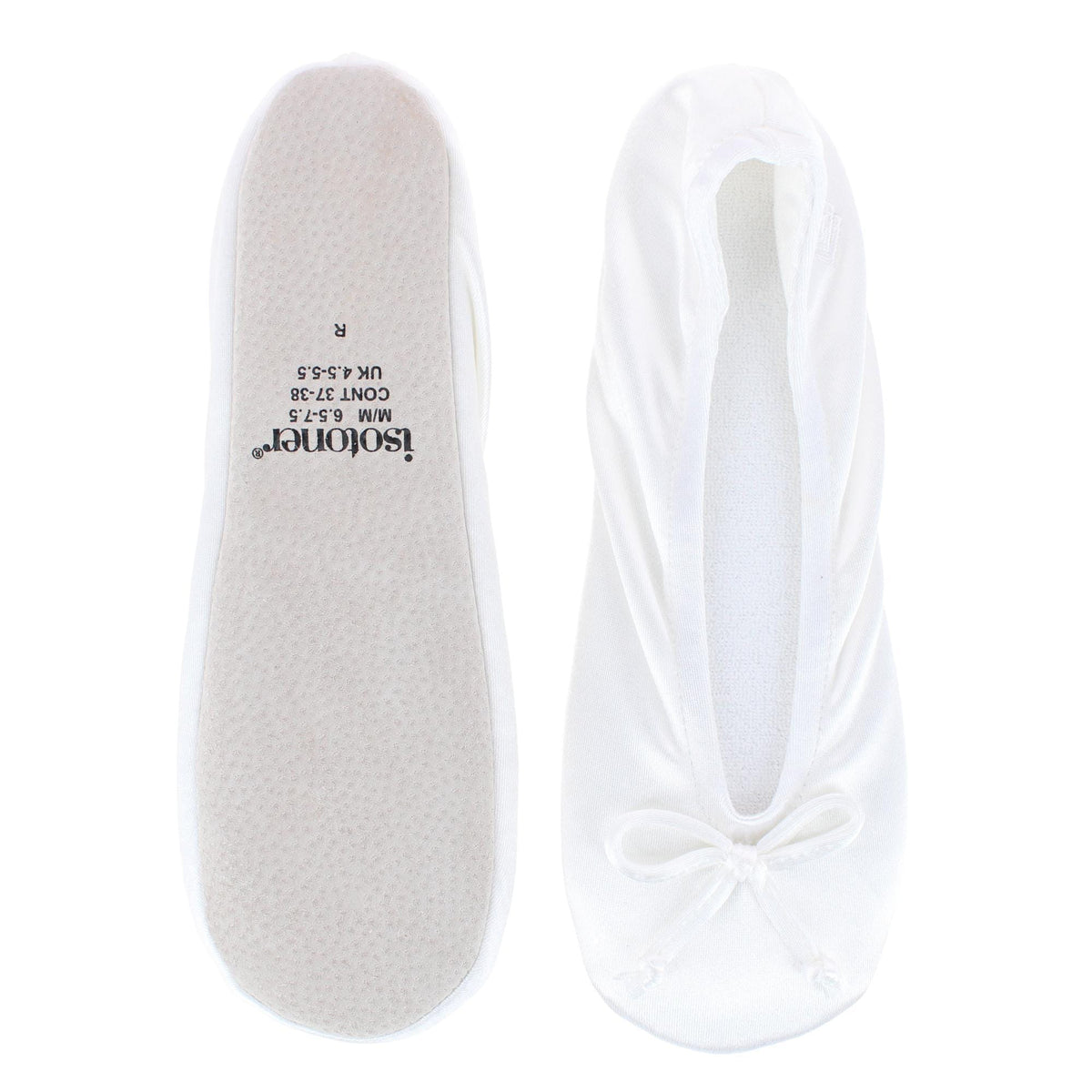 Isotoner Women's Satin Classic Ballerina Slippers - White