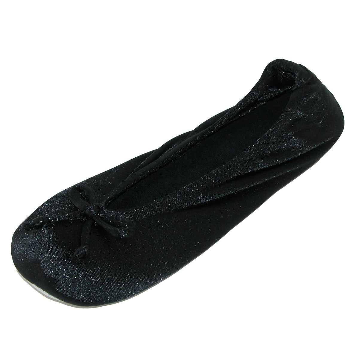 Isotoner Women's Satin Classic Ballerina Slippers (Pack of 2) - Black and Black