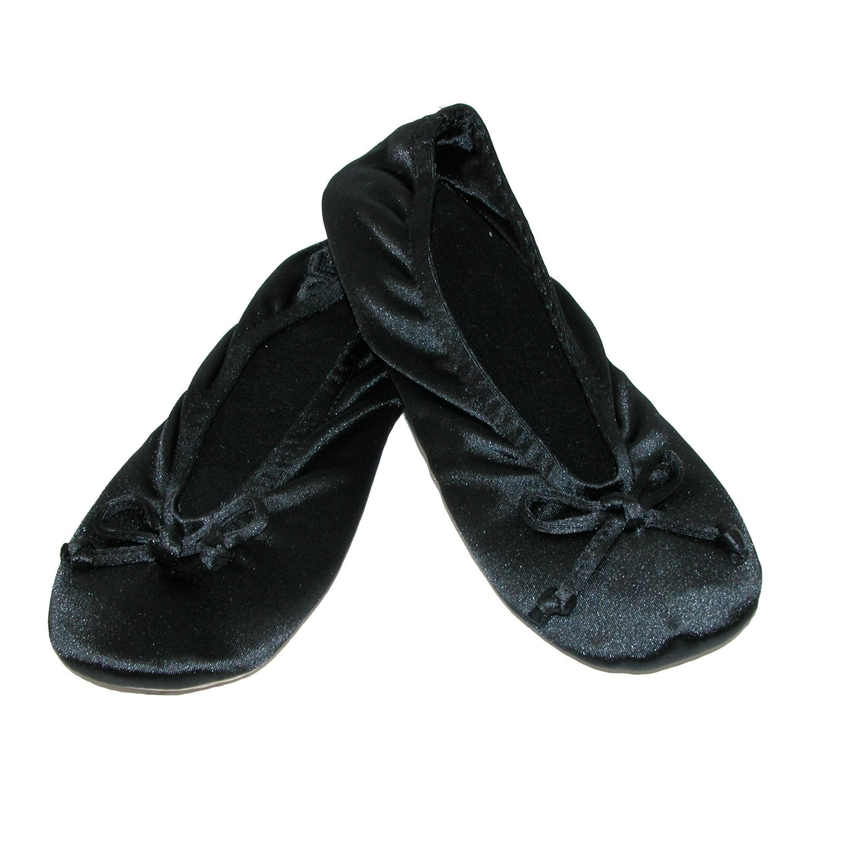 Isotoner Women's Satin Classic Ballerina Slippers (Pack of 2) - Black and Black