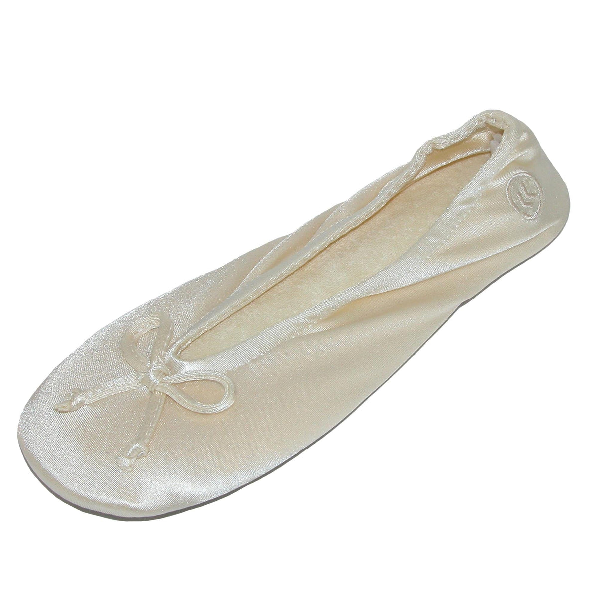 Isotoner Women's Satin Classic Ballerina Slippers (Pack of 2) - Black and Cream