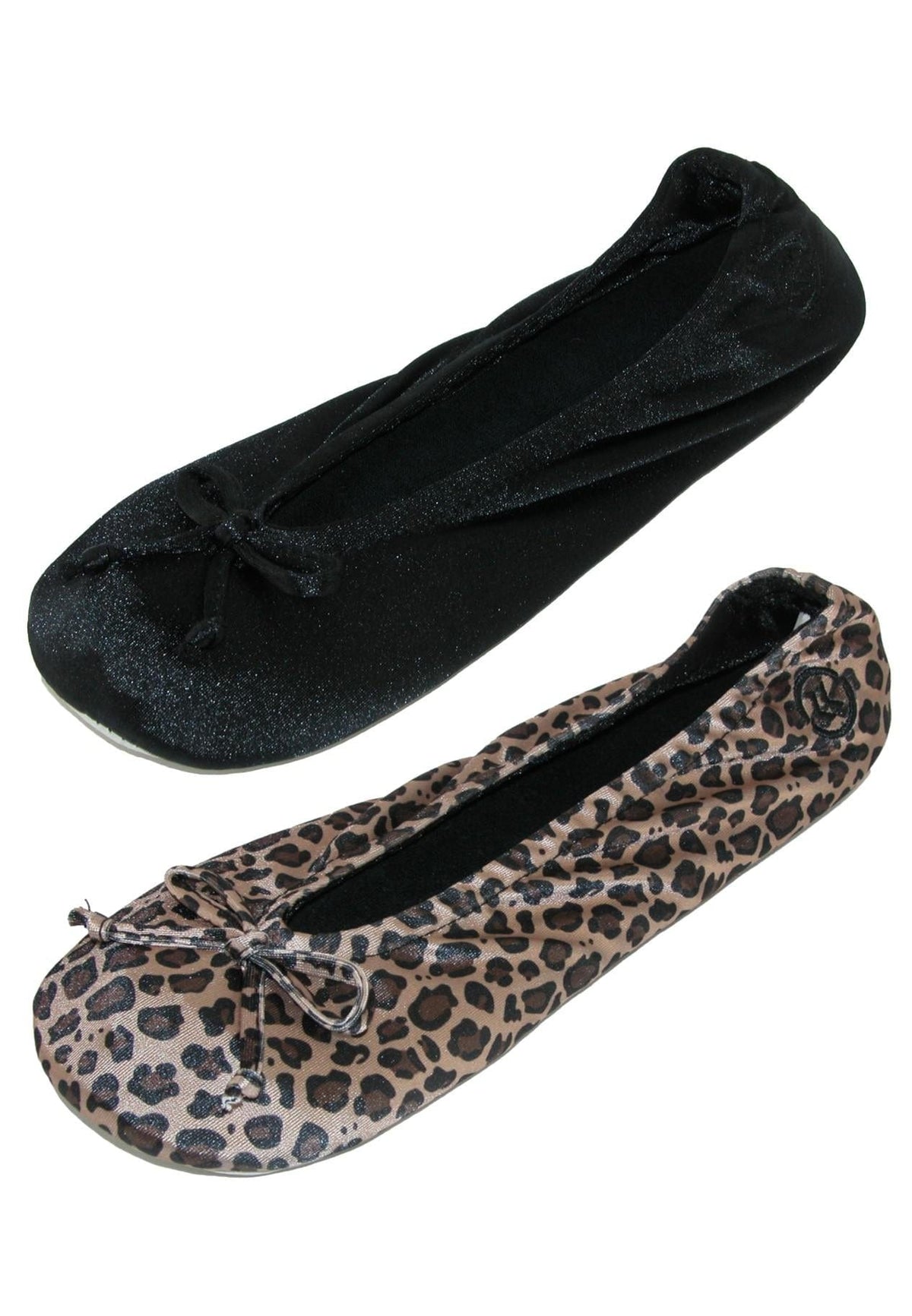 Isotoner Women's Satin Classic Ballerina Slippers (Pack of 2) - Women's Satin Classic Ballerina Slippers (Pack of 2)