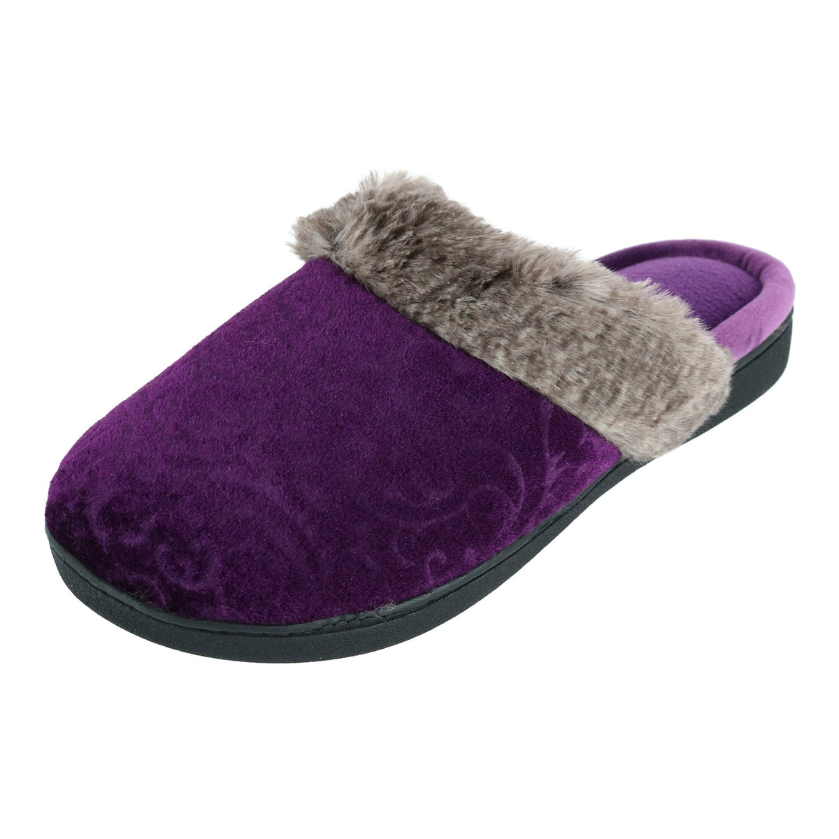 Isotoner Women's Velour Patterned Clog Slippers - Women's Velour Patterned Clog Slippers
