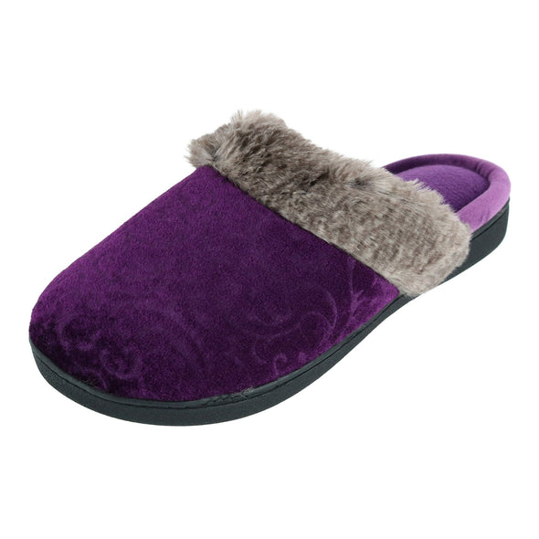 Women's Velour Patterned Clog Slippers