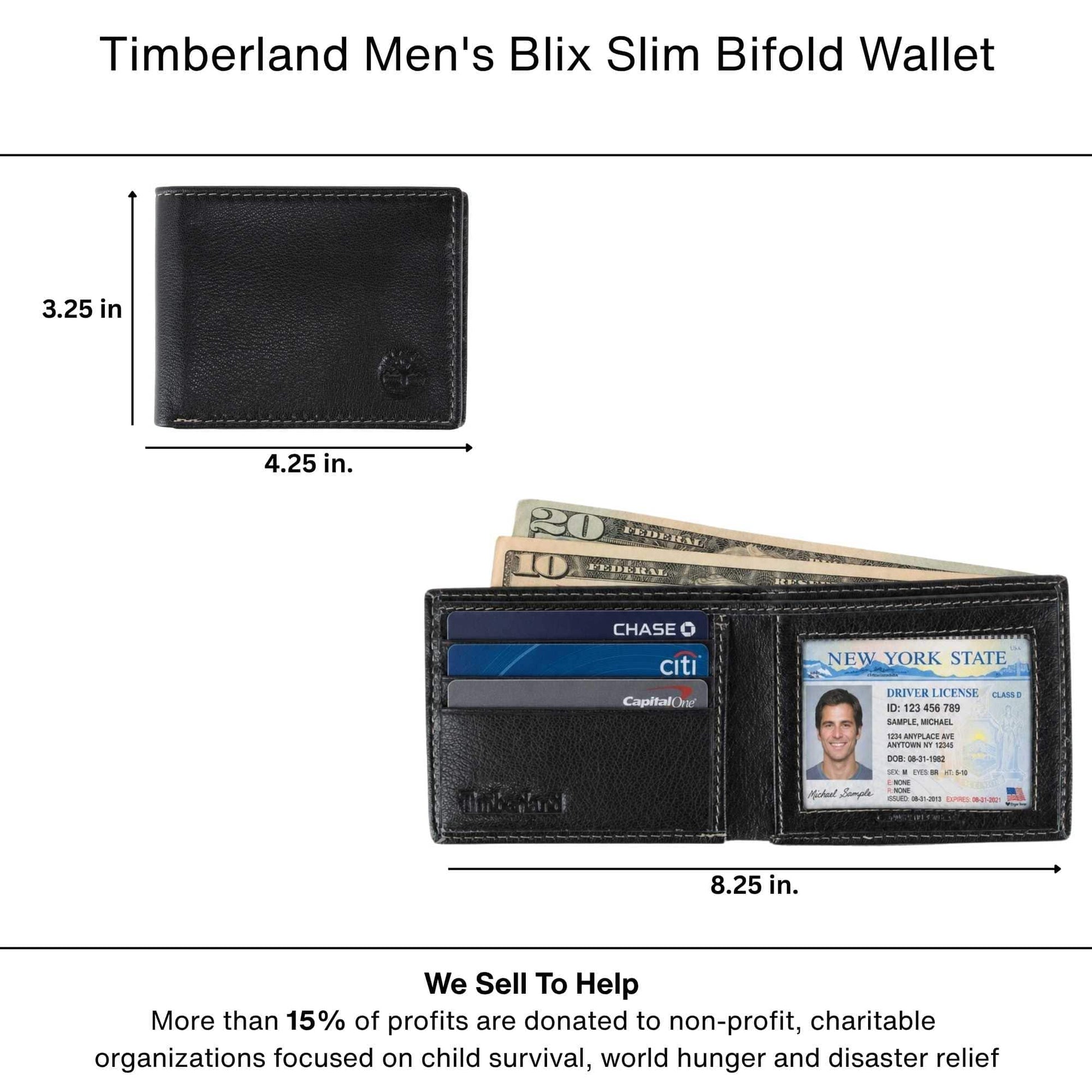 Timberland Men's Blix Slim Bifold Wallet - Black