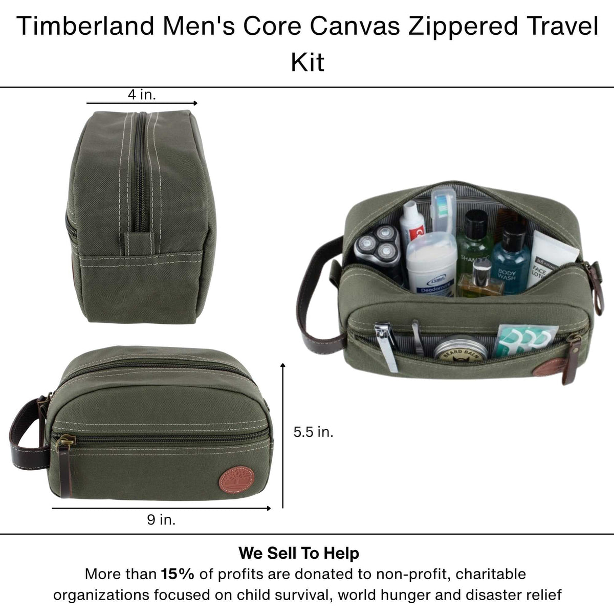Timberland Men's Core Canvas Zippered Travel Kit - Gray