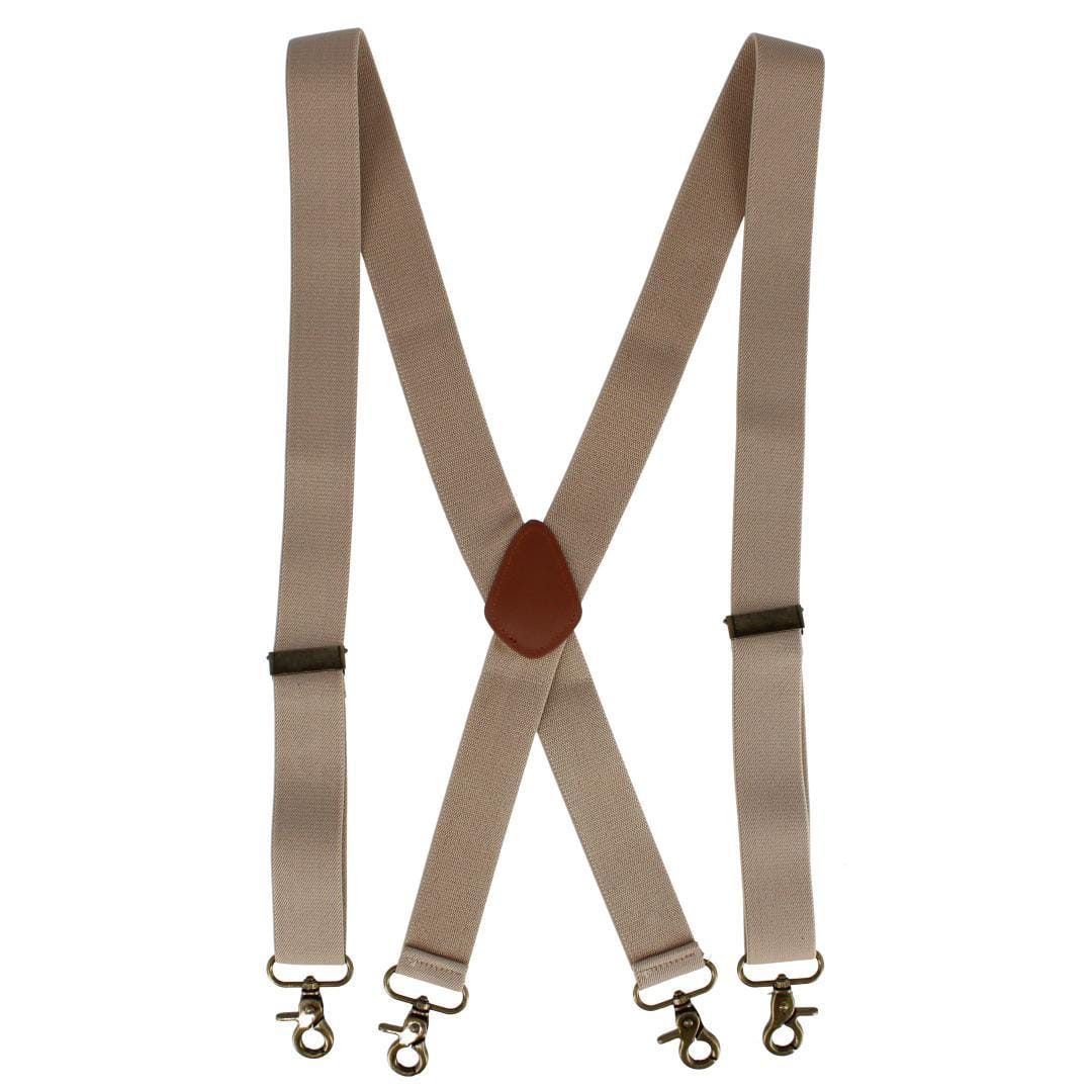 CTM® Men's Elastic X-Back Brass Swivel Hook Suspenders - Beige