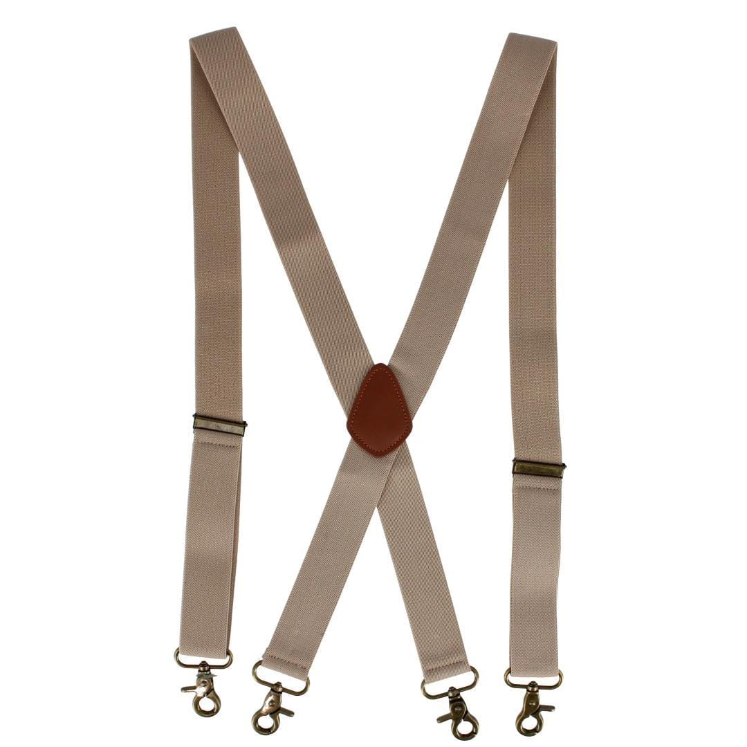 CTM® Men's Elastic X-Back Brass Swivel Hook Suspenders - Beige