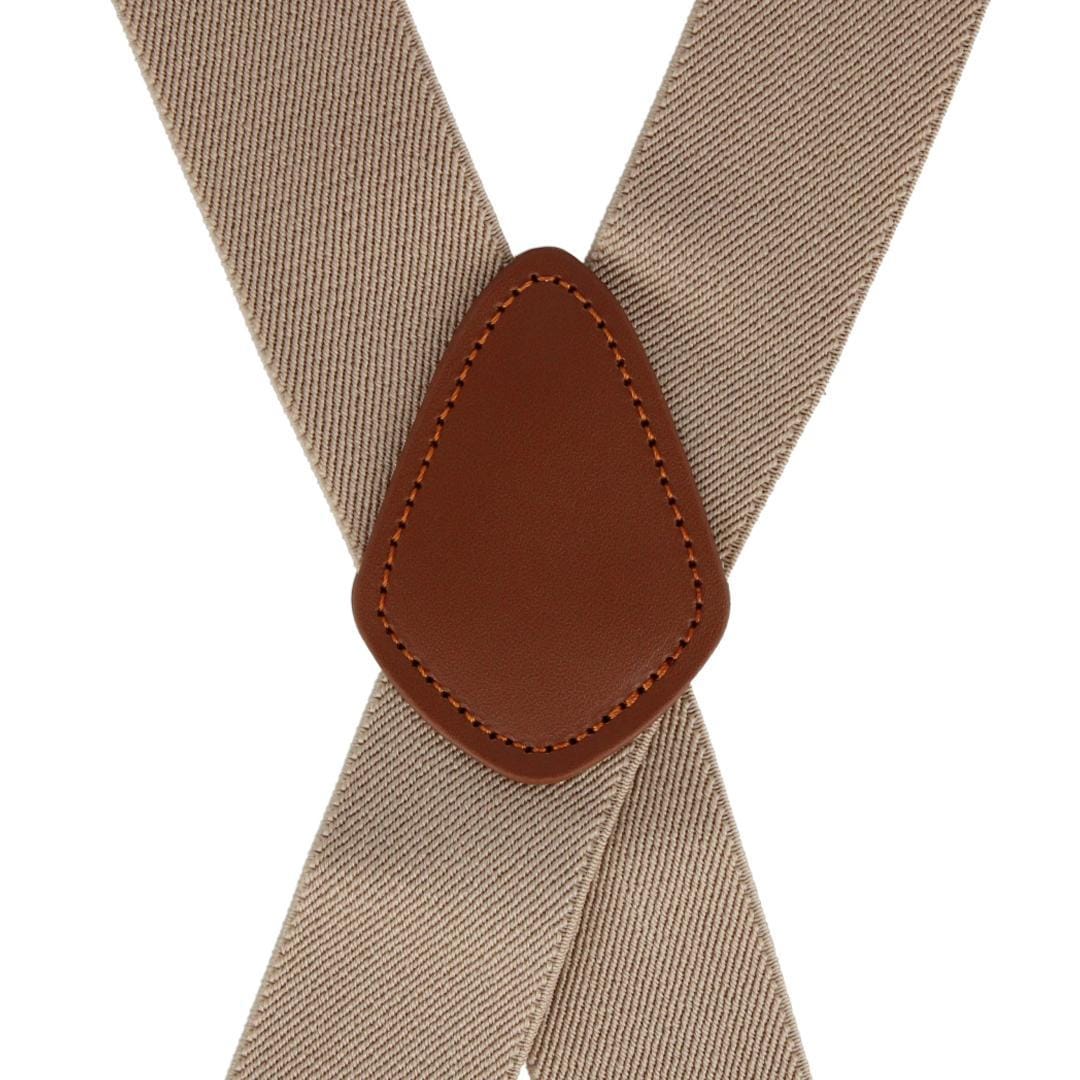 CTM® Men's Elastic X-Back Brass Swivel Hook Suspenders - Beige