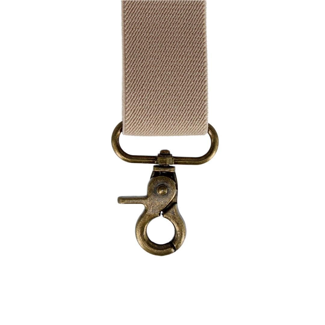 CTM® Men's Elastic X-Back Brass Swivel Hook Suspenders - Beige
