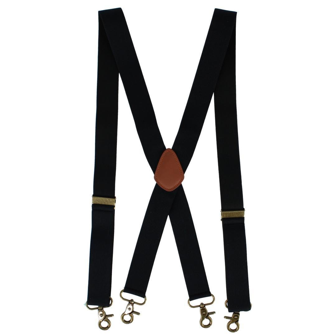 CTM® Men's Elastic X-Back Brass Swivel Hook Suspenders - Black