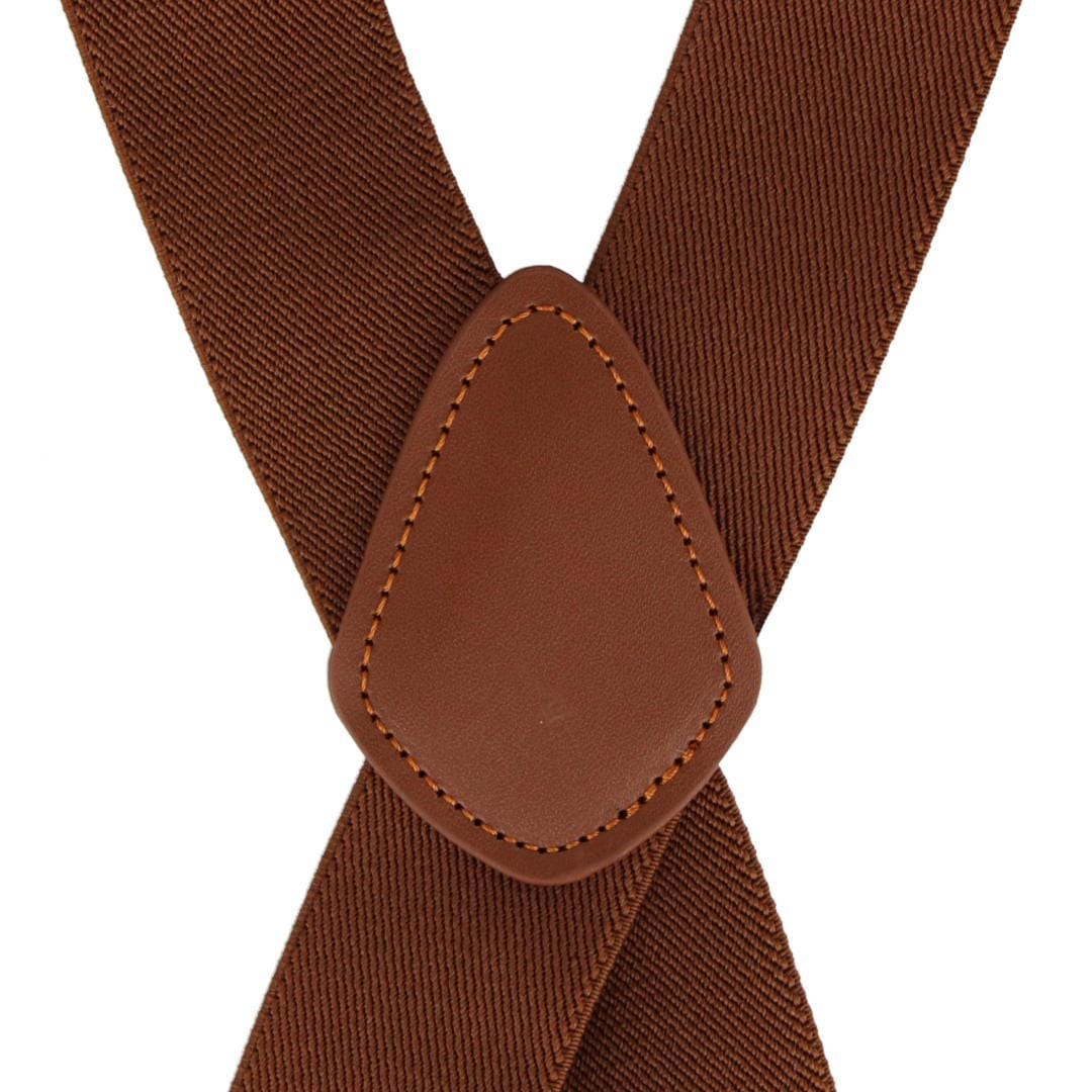 CTM® Men's Elastic X-Back Brass Swivel Hook Suspenders - Brown