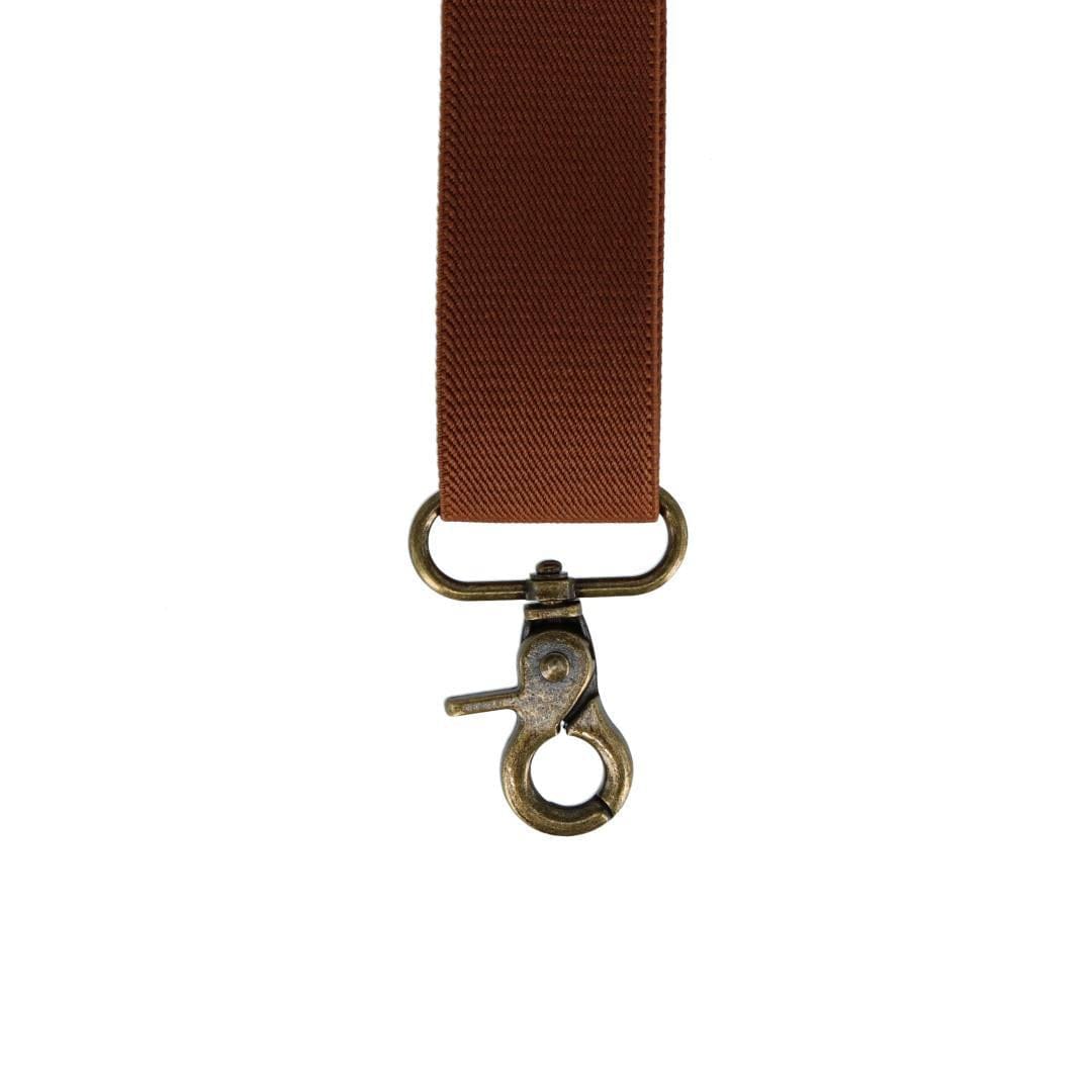 CTM® Men's Elastic X-Back Brass Swivel Hook Suspenders - Brown