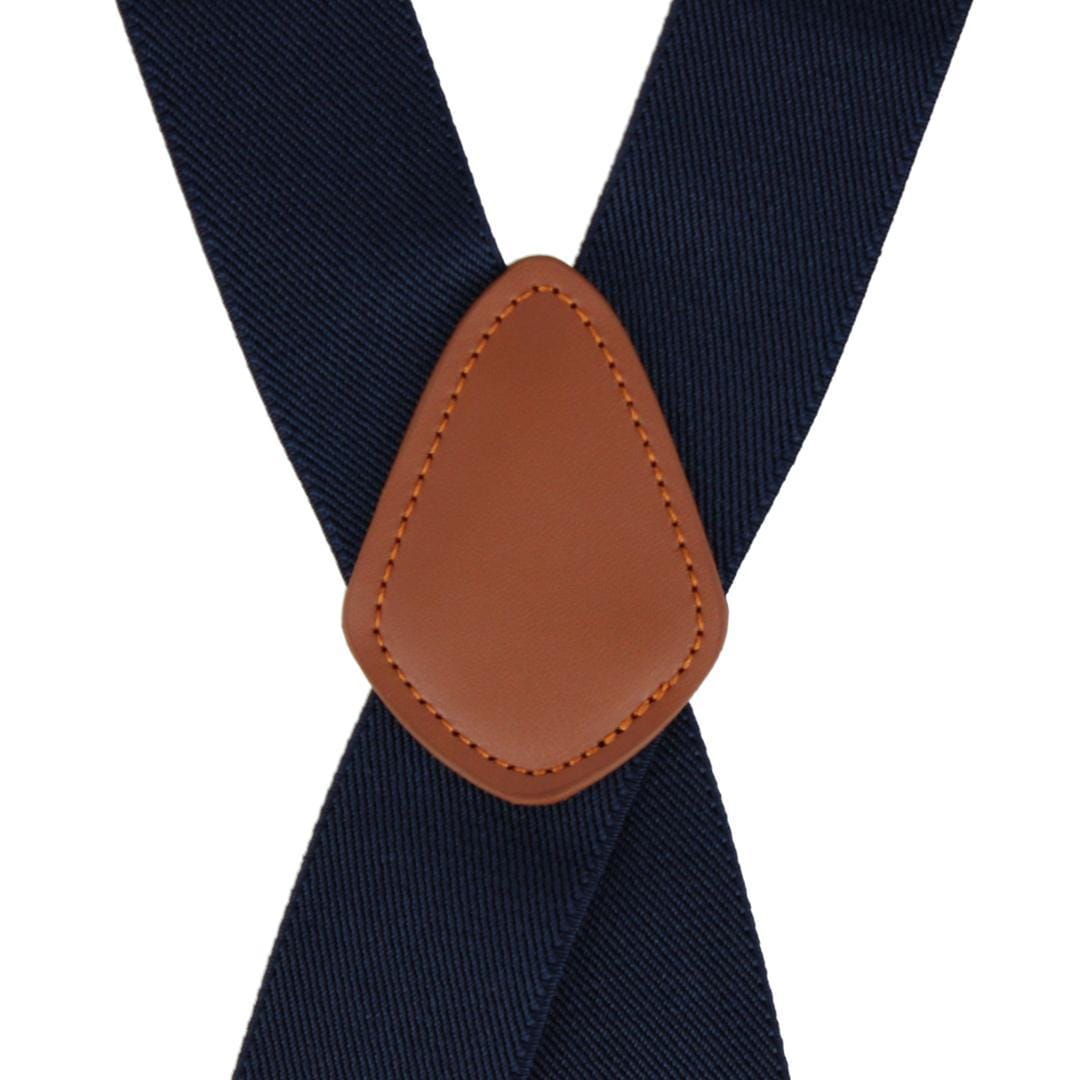 CTM® Men's Elastic X-Back Brass Swivel Hook Suspenders - Navy Blue