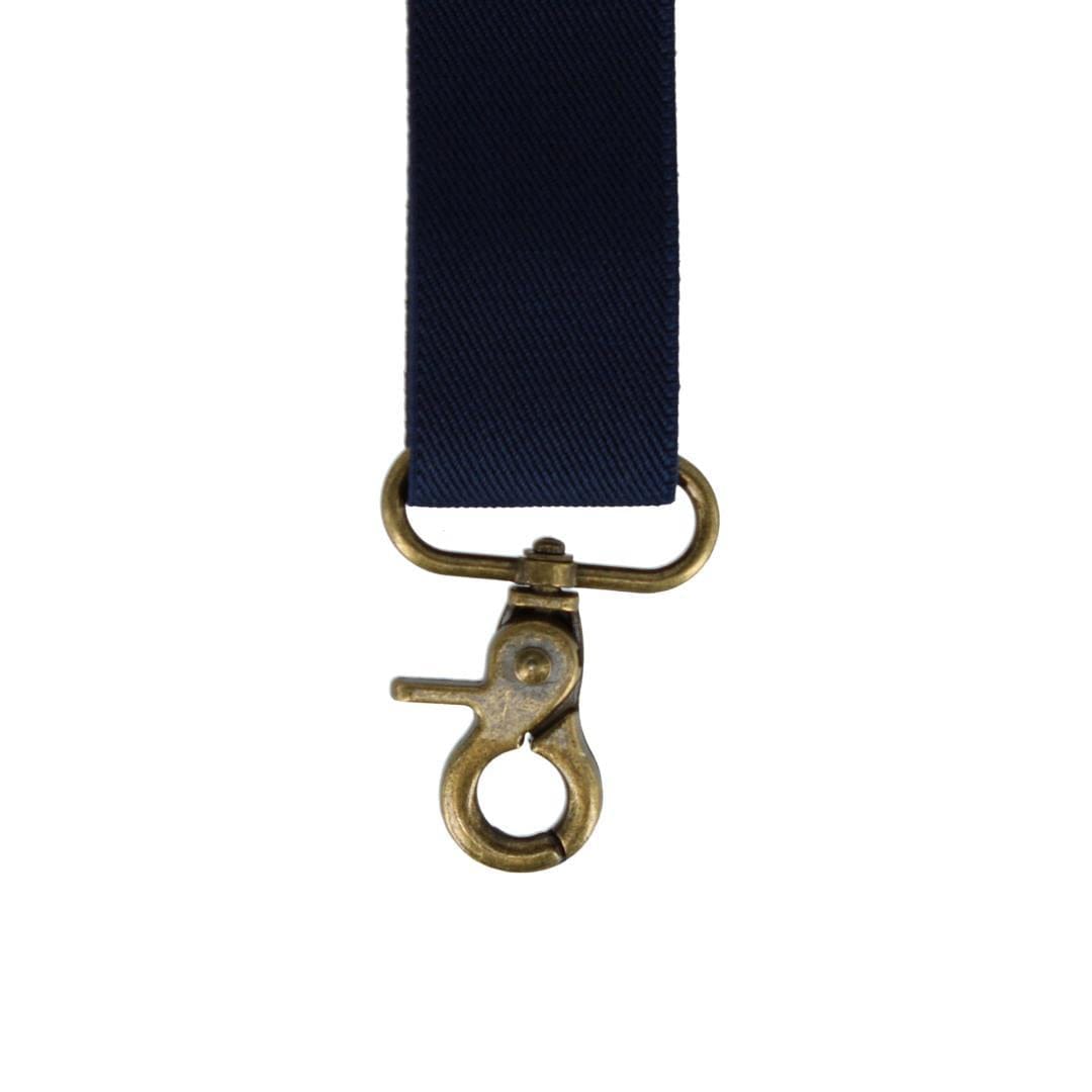 CTM® Men's Elastic X-Back Brass Swivel Hook Suspenders - Navy Blue