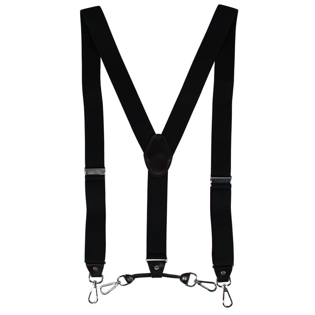 CTM® Men's Elastic Y-Back Sleek Swivel Hook Suspenders - Black