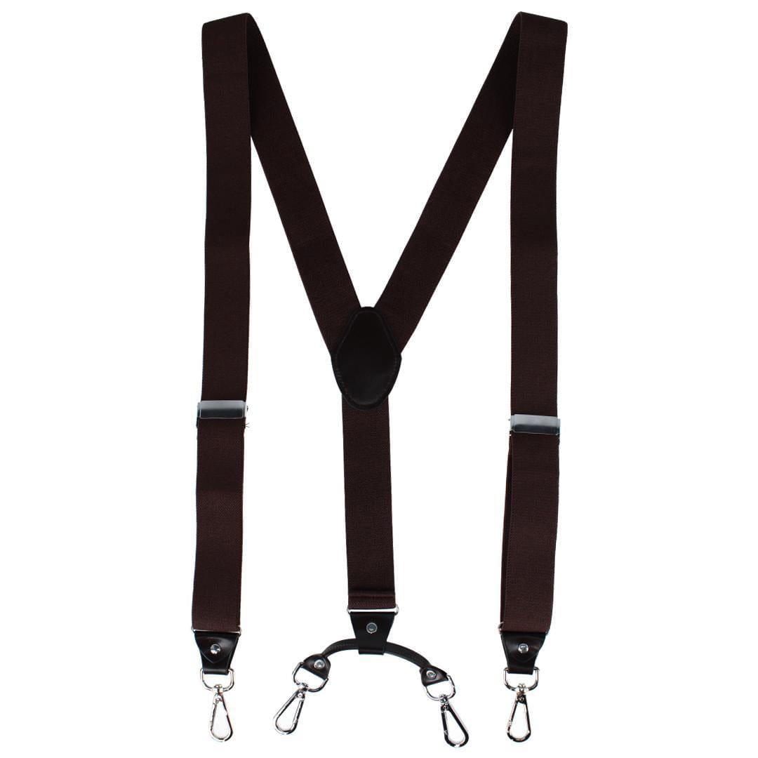 CTM® Men's Elastic Y-Back Sleek Swivel Hook Suspenders - Brown