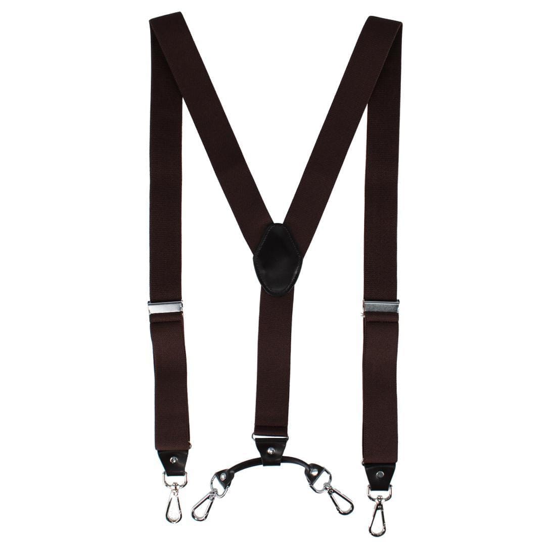 CTM® Men's Elastic Y-Back Sleek Swivel Hook Suspenders - Brown