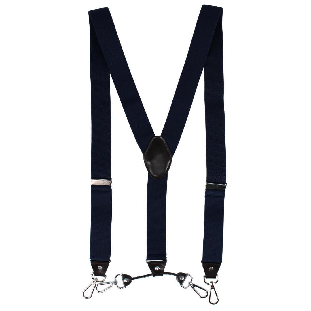 CTM® Men's Elastic Y-Back Sleek Swivel Hook Suspenders - Navy Blue