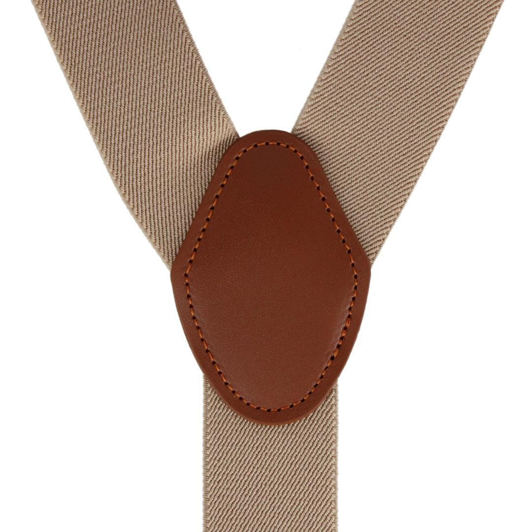 CTM® Men's Solid Color Elastic Y-Back Double Clip-End Suspender - Beige