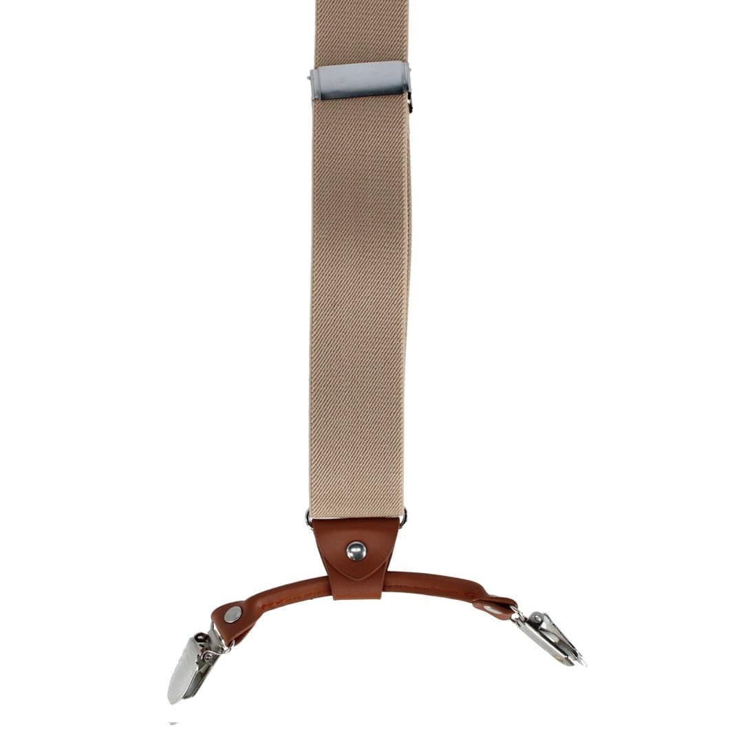 CTM® Men's Solid Color Elastic Y-Back Double Clip-End Suspender - Beige