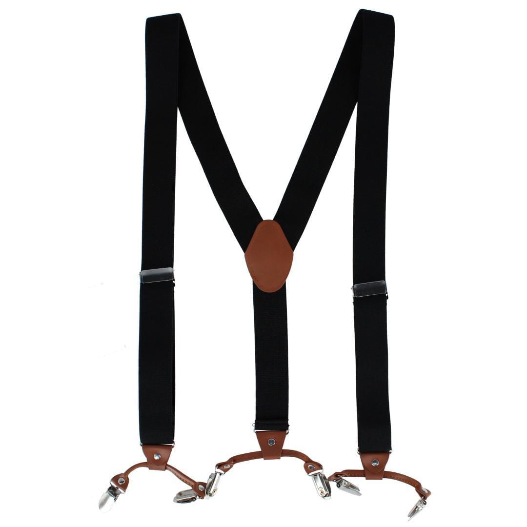 CTM® Men's Solid Color Elastic Y-Back Double Clip-End Suspender