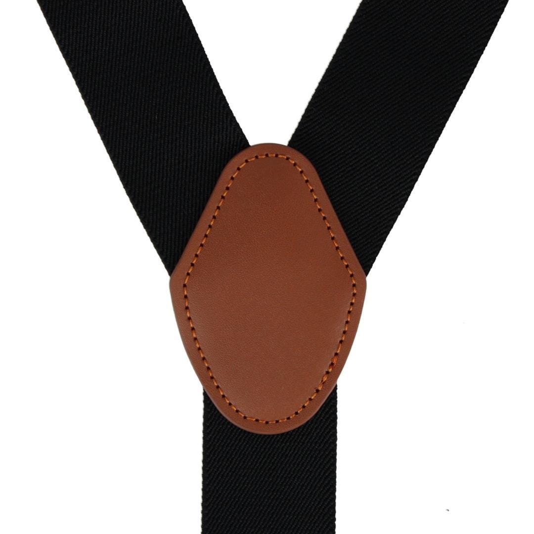 CTM® Men's Solid Color Elastic Y-Back Double Clip-End Suspender - Black