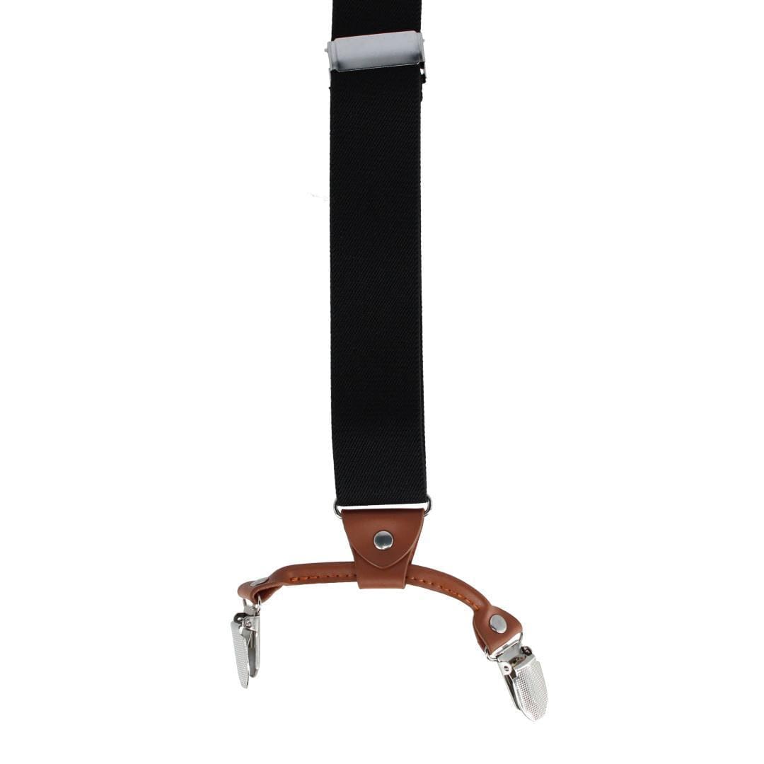 CTM® Men's Solid Color Elastic Y-Back Double Clip-End Suspender - Black