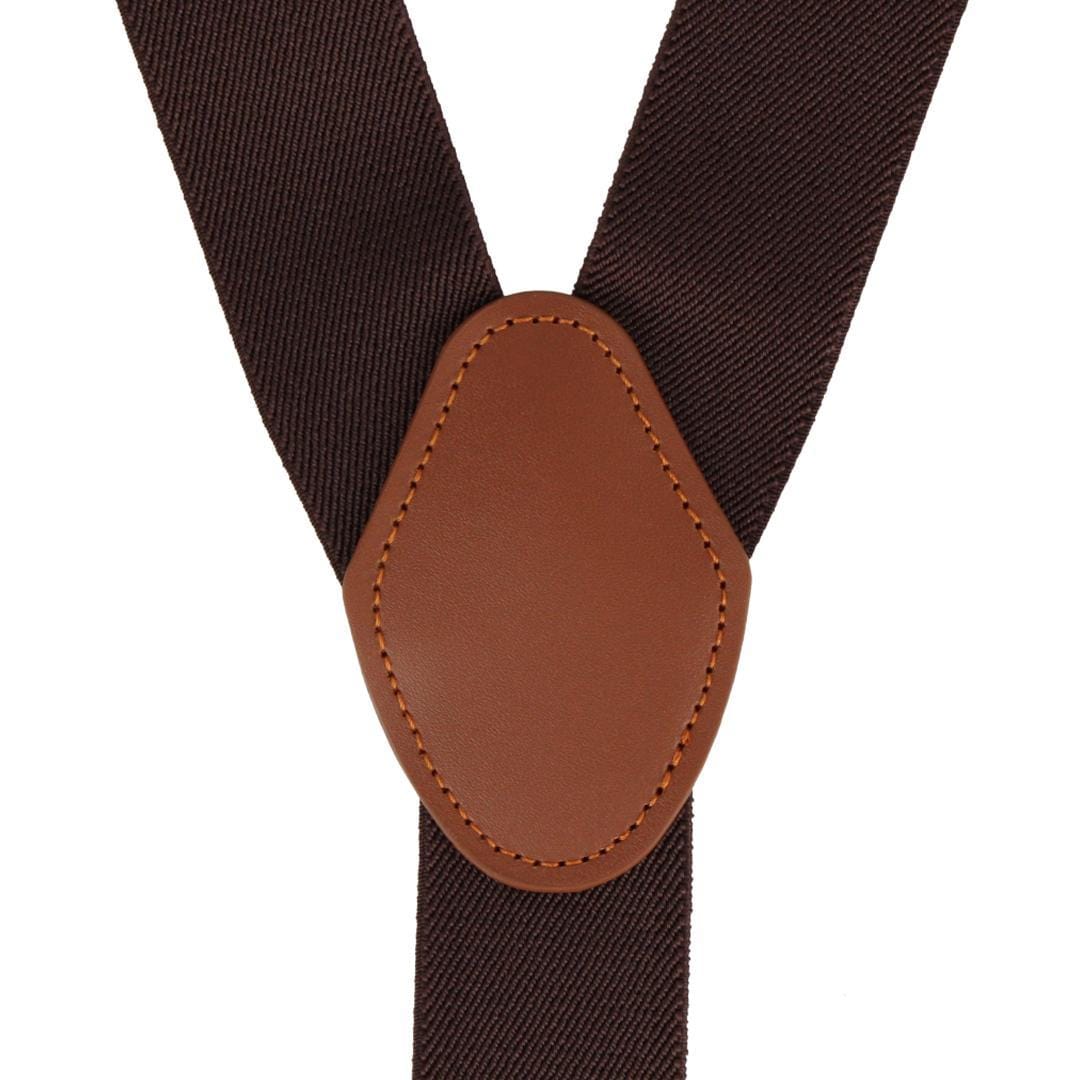 CTM® Men's Solid Color Elastic Y-Back Double Clip-End Suspender - Brown