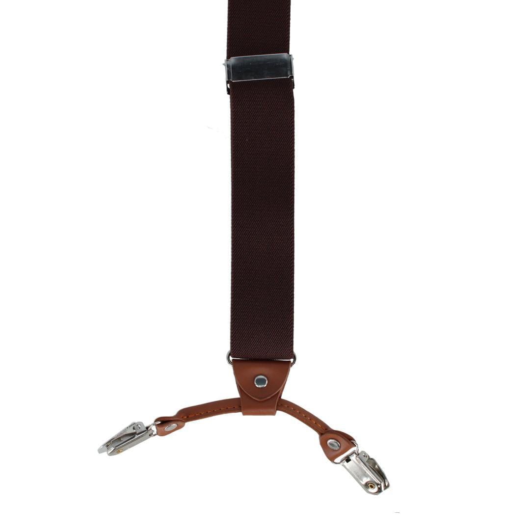 CTM® Men's Solid Color Elastic Y-Back Double Clip-End Suspender - Brown